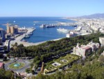 Vista del Puerto y el Parque de Málaga desde Gibralfaro